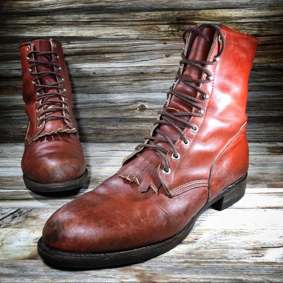 Justin Brown Leather Brown Tassel Boots 